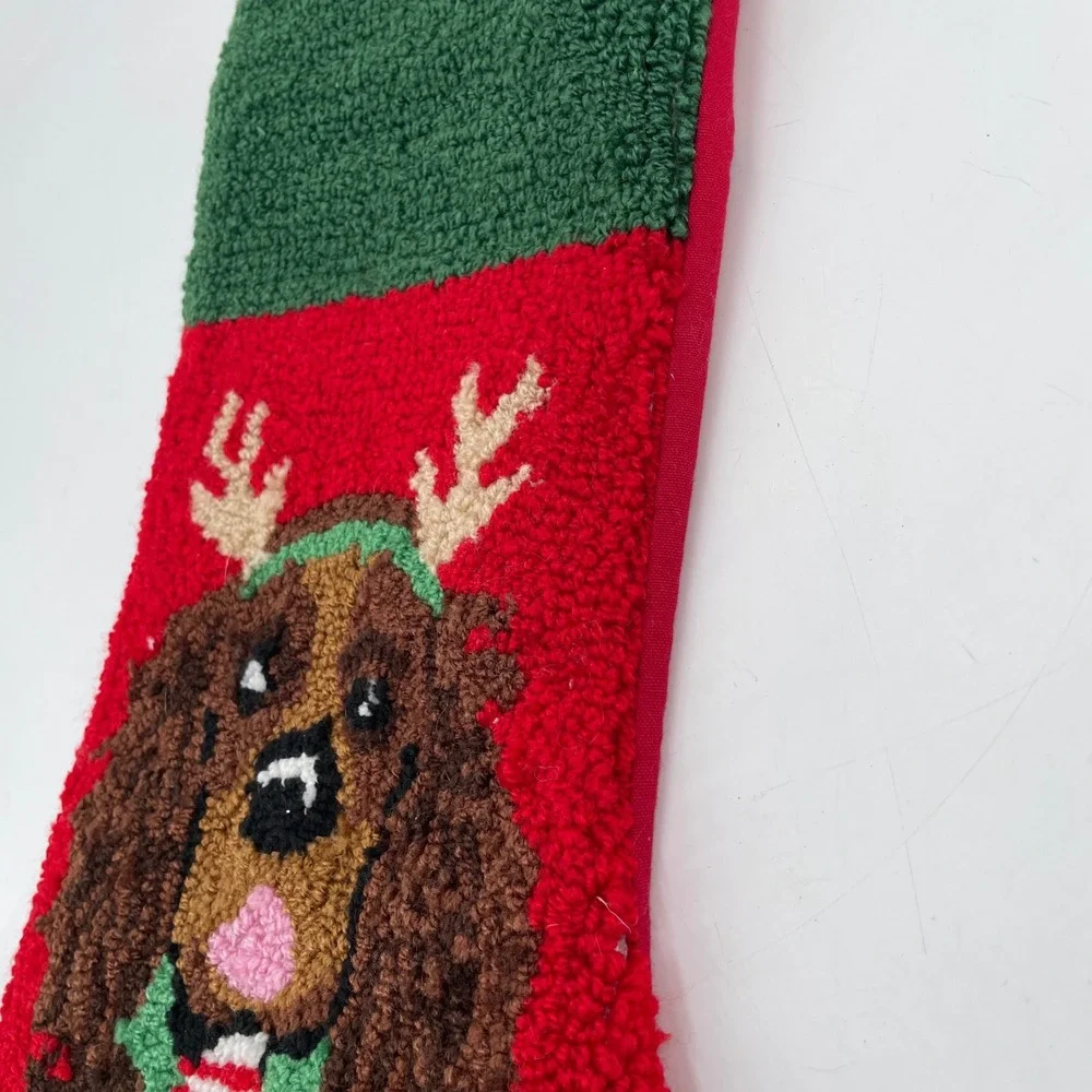 C&F Home Holiday‎ hooked wool Christmas stocking Boykin Spaniel reindeer antlers